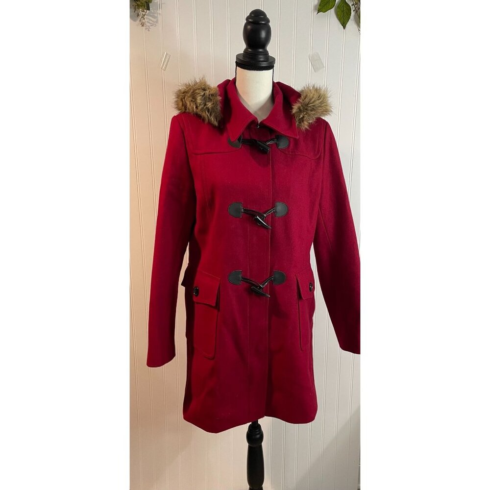 Tommy Hilfiger Red Faux Fur Hooded Jacket M